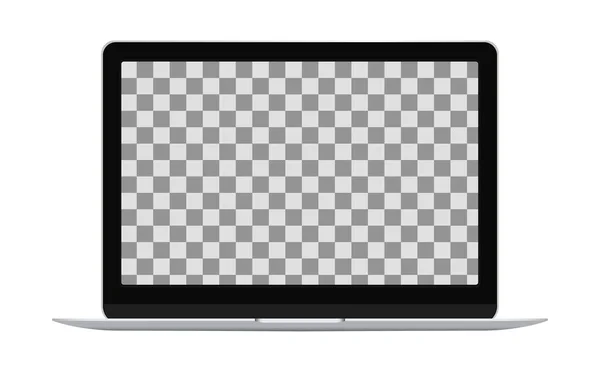 Mockup Realistic Open Silver Laptop Silberner Farbe Blank Screen Für — Stockvektor