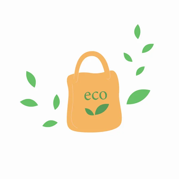 Eco Papel Marrón Bolsa Compras Con Hojas Puedes Compras Con — Vector de stock