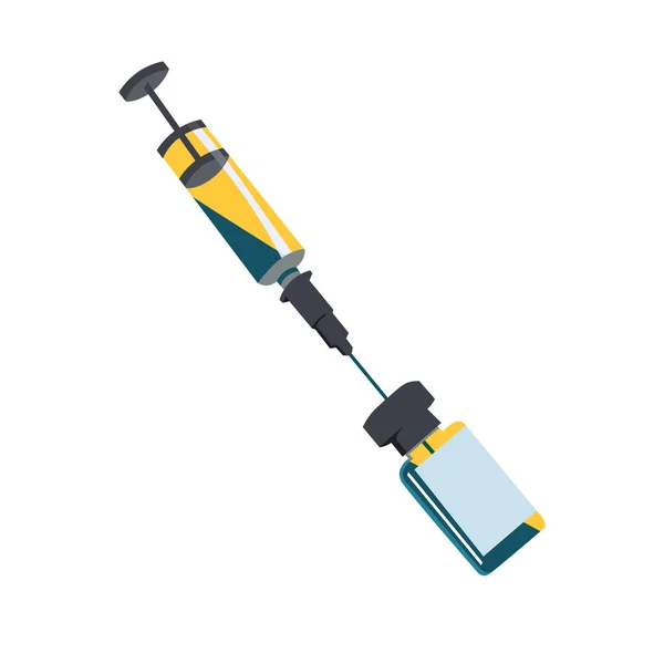 Medizinische Einmalspritze Mit Nadel Und Impfflasche Zur Injektion Illustration Zur — Stockvektor