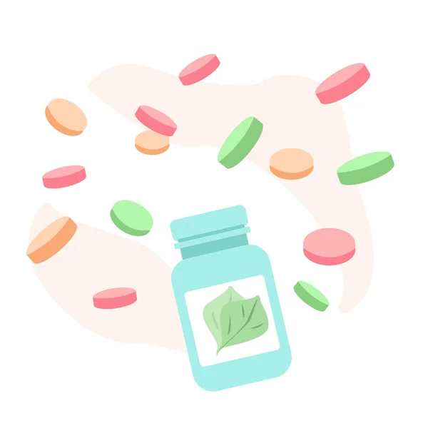 Jar Pills Foreground Dynamic Pills Background Medical Concept Healthy Lifestyle — Stock Vector