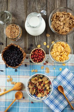 Çilek ve müsli ile sağlıklı kahvaltı