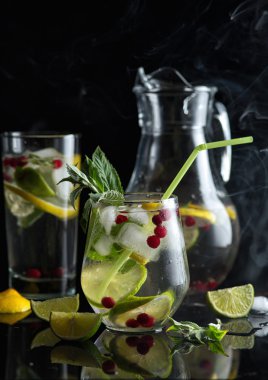 Kızılcık, nane ve buz ile narenciye limonata