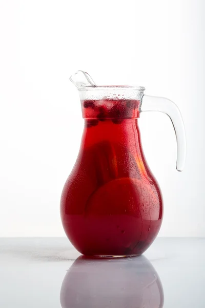 Jar of homemade red sangria with cranberry and orange — Stock Photo, Image