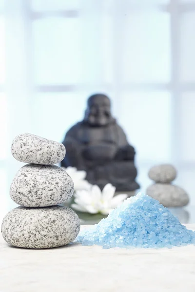 Heiße Steine, Jade, Buddha, Orchidee — Stockfoto