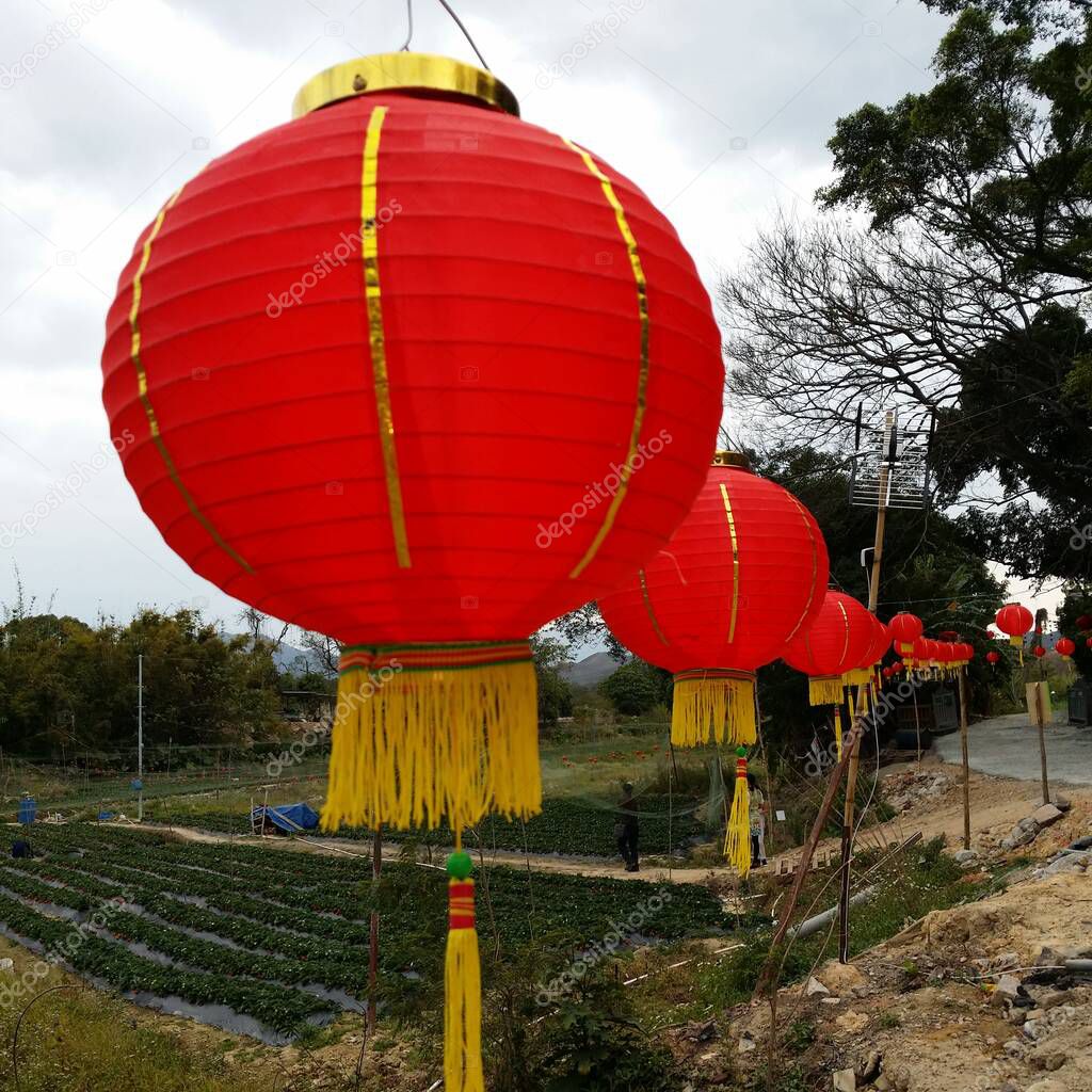 Chinese style Red lantern Hong Kong China