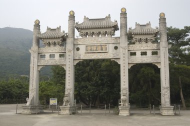 Hong Kong büyük Tian Tan Buddha ve Po Lin Manastırı