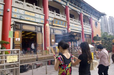 Fung Ming Salonu Şeyh Şeyh Yuen Wong Tai Sin Tapınağı Büyük Ölümsüz Wong Duası Kau Cim Ruhu