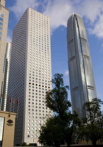 Hong Kong Jardine House Connaught Centre IFC Central Business Financial Centre Skyline Skyscraper Bank — Stock Photo, Image