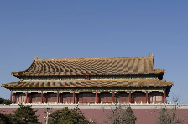 बीजिंग चीन में निषिद्ध शहर के लिए तियानमेन (स्वर्गीय शांति द्वार) प्रवेश द्वार — स्टॉक फ़ोटो, इमेज