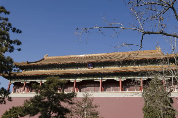 Tiananmen (žPoort van Hemelse Vredeâ) ingang van de verboden stad in Beijing China — Stockfoto