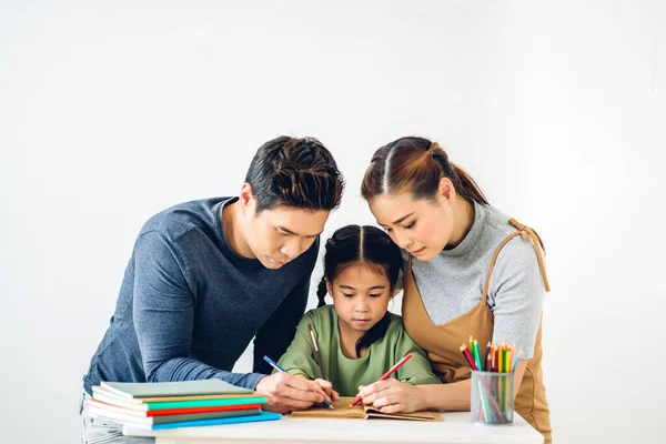 Ritratto Godere Felice Sorridente Amore Asiatico Famiglia Padre Madre Con — Foto Stock