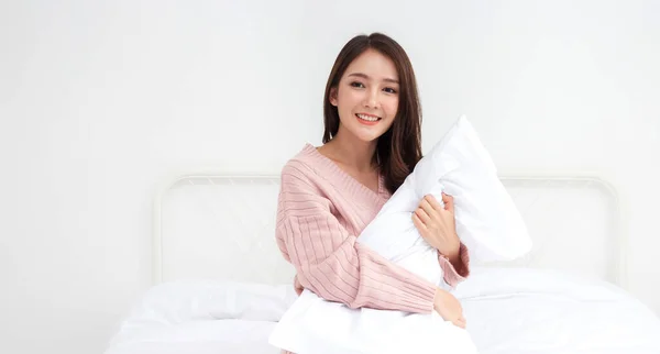 Sorrindo Mulher Bonita Bonita Asiática Alegre Limpa Fresca Pele Branca — Fotografia de Stock
