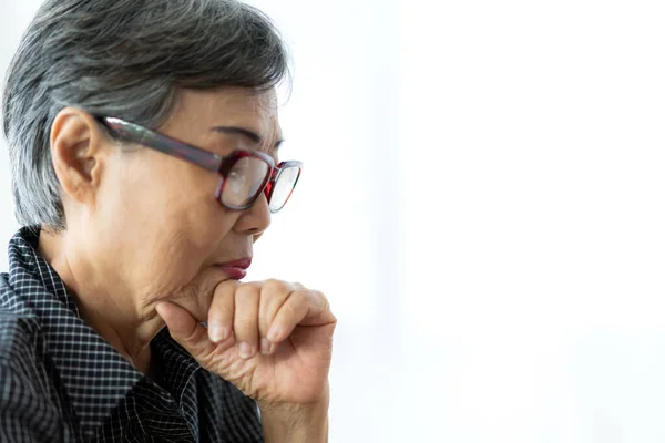 Retrato Feliz Adulto Mayor Anciano Asia Mujeres Sonriendo Mirando Cámara — Foto de Stock