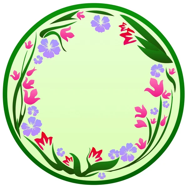 Round floral frame on a white background. — Stock Photo, Image