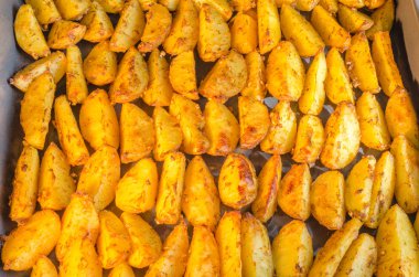 Patates fırında pişmiş. Köy. Idaho.