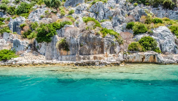 A romok az ősi város a sziget Kekova. Törökország — Stock Fotó