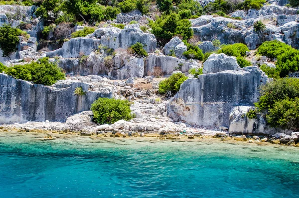 The ruins of the ancient city on the island of Kekova. Turkey — Stock Photo, Image
