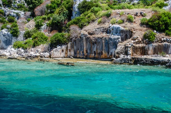 A romok az ősi város a sziget Kekova. Törökország — Stock Fotó