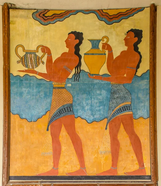 Ruins Knossos Palace, murals, artifacts. — Stock Photo, Image