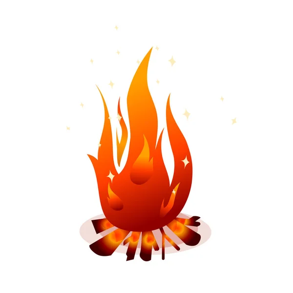 Foc Tabără Buşteni Arşi Ilustrație Vectorială Izolată Fundal Alb — Vector de stoc