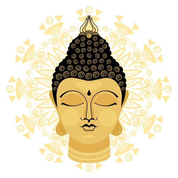 Buddhas Huvud Vektorillustration Isolerad — Stock vektor