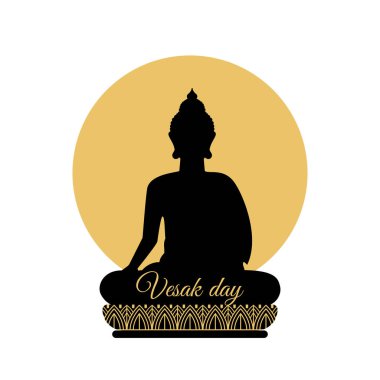Vesak günü. Buda 'nın doğum günü. Beyaz arkaplan üzerinde vektör illüstrasyonu, izole.