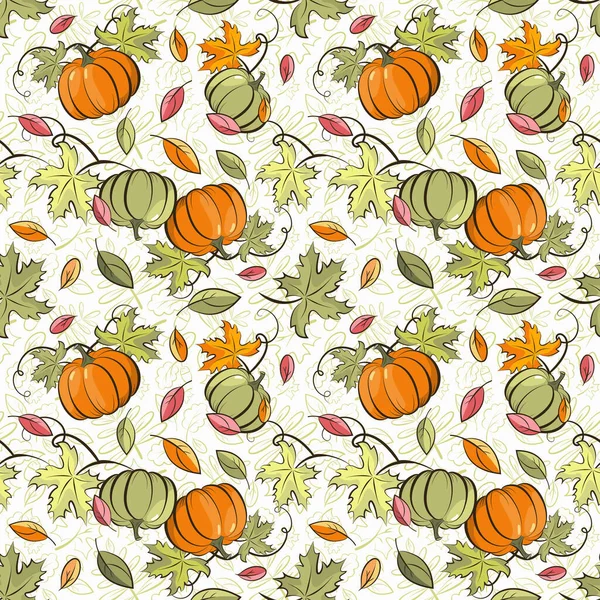 Colorful Autumn Ripe Pumpkins Seamless Pattern Vector Isolated — Stock Vector