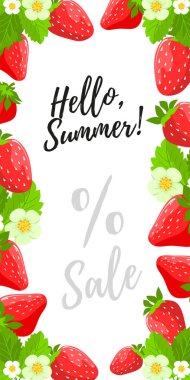 Çilekli. Dikey afiş 