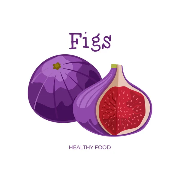 Fig Bayas Higo Jugosas Deliciosas Saludables Vector Aislado Sobre Fondo — Archivo Imágenes Vectoriales