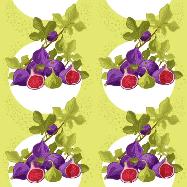 Figue Fruits Juteux Délicieux Lumineux Motif Sans Couture Coloré Pour — Image vectorielle