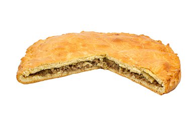 İzole bir altın kabuk studio ile lezzetli etli börek