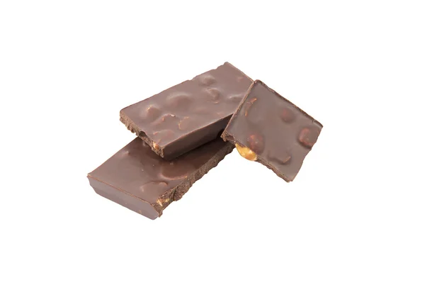 Barra de chocolate aislado sobre fondo blanco — Foto de Stock