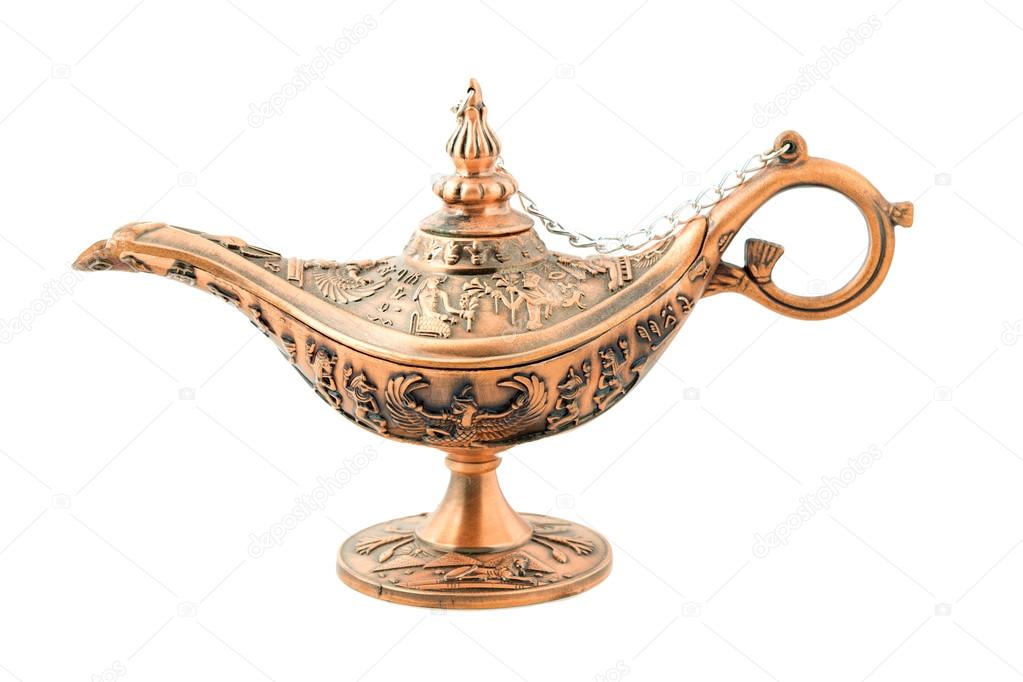 Aladdin magic lamp isolated on white