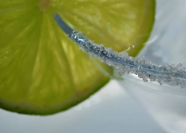 Drink Ice Lime Ice Drink Dew Glass Transparent Liquid Macro — Stock Photo, Image
