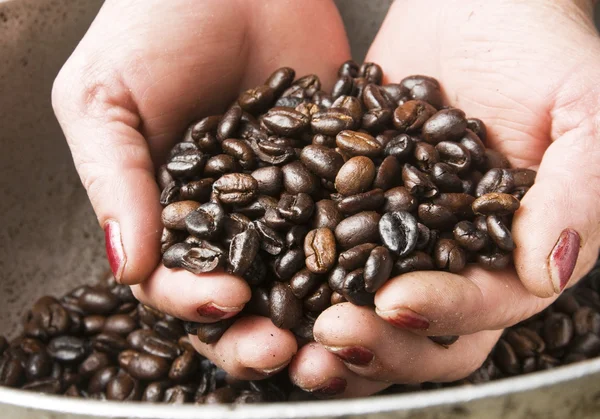 Mit frischem Kaffee — Stockfoto