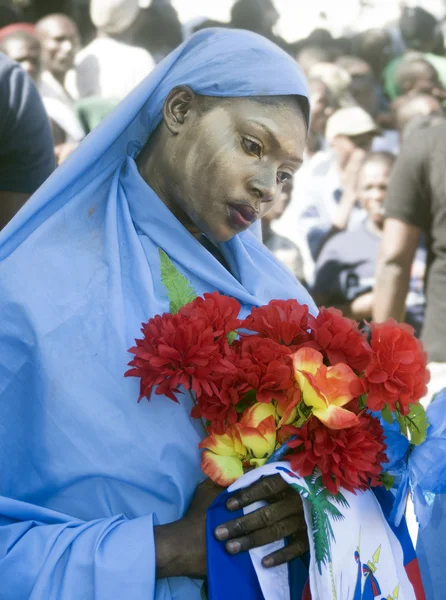 Triste protestante haitiano — Foto Stock