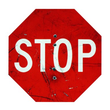 Stop Sign Enforced with Bullet Holes clipart