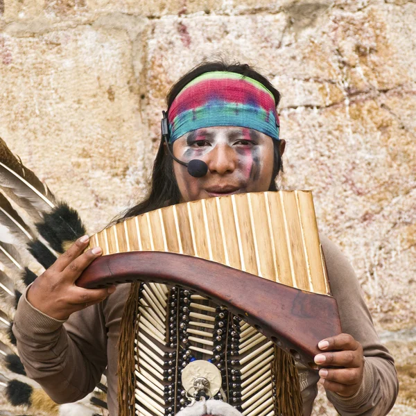 Indiano andino che suona musica regionale — Foto Stock