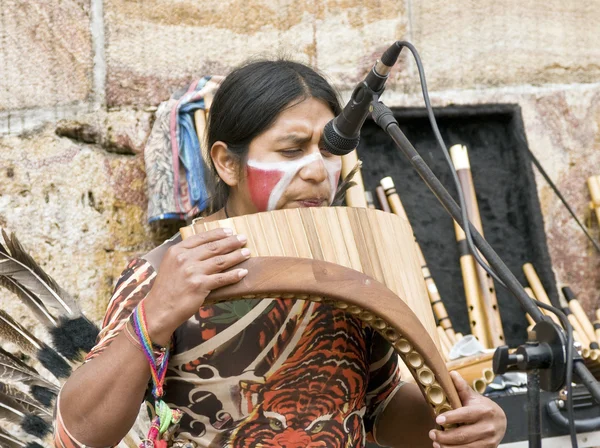 Indiano andino che suona musica — Foto Stock