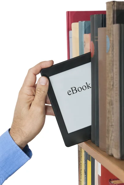 Text book and ereader Stock Photo