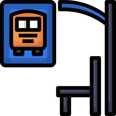 Otobüs durağı simgesi, vektör illüstrasyonu