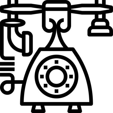 Antik telefon simgesi, vektör illüstrasyonu