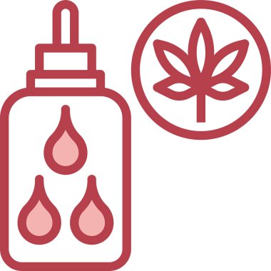 Beyaz arkaplan vektörü illüstrasyonunda Cbd kenevir yağı yağ şişesi simgesi