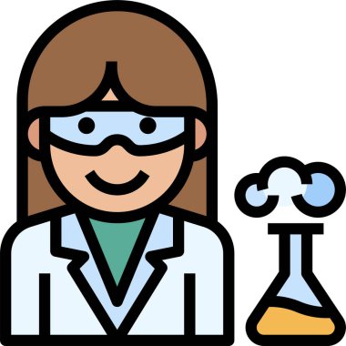 Kadın bilim adamı ikonu, vektör illüstrasyonu