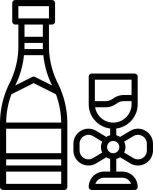 Şampanya ikonu, vektör illüstrasyonu