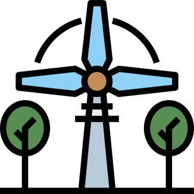 Rüzgar enerji simgesi, vektör illüstrasyonu