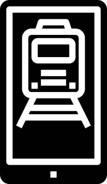 Akıllı telefon simgesi üzerindeki demiryolu uygulaması, vektör illüstrasyonu