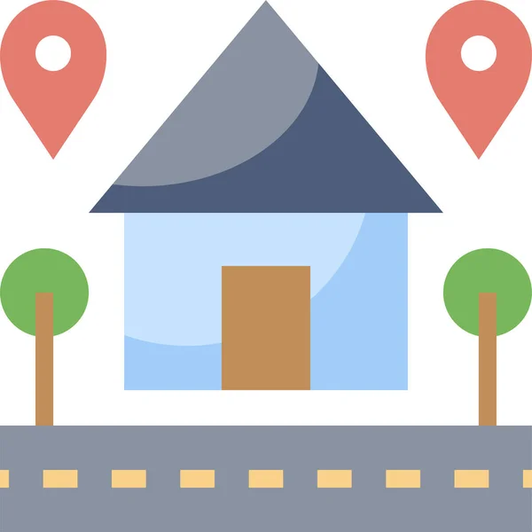 Weg Pad Locatie Bestemming Concept Vector Illustratie Pictogram — Stockvector