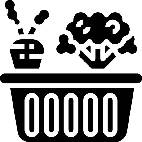 Icona Del Cesto Alimentare Illustrazione Vettoriale — Vettoriale Stock