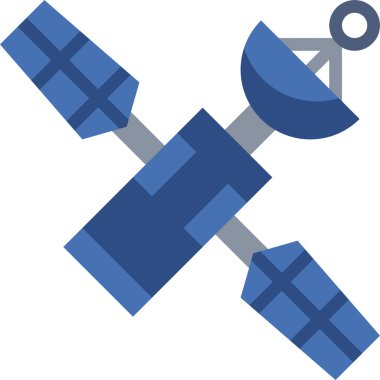 Düz uydu, yayın, radar, alıcı, simge, illüstrasyon sembolü işareti, logo şablonu, vektör, 10 birim